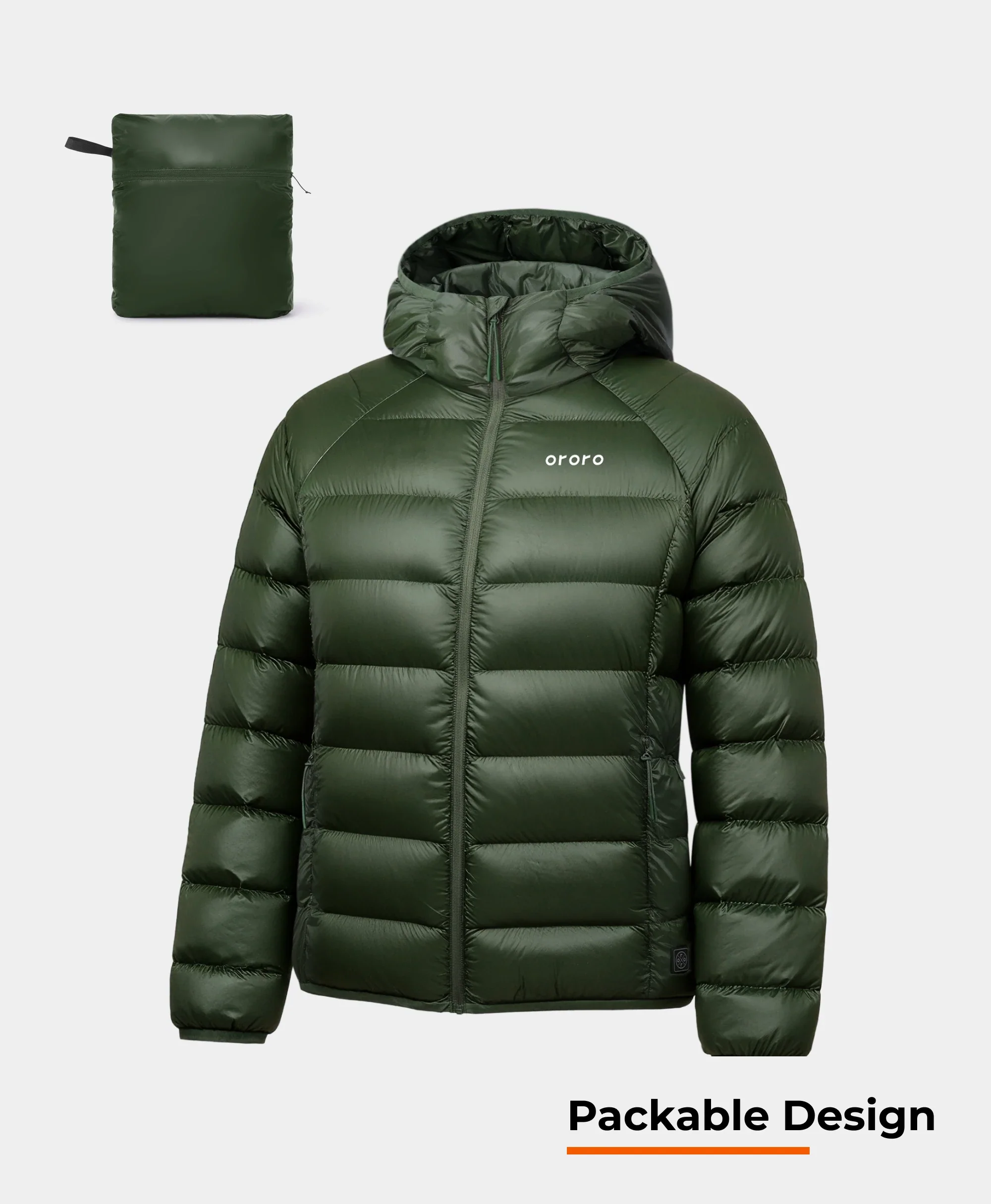 (Open-box) Aero Women's 4-Zone Packable Heated Down Jacket (Battery Set Not Included) - Image 20