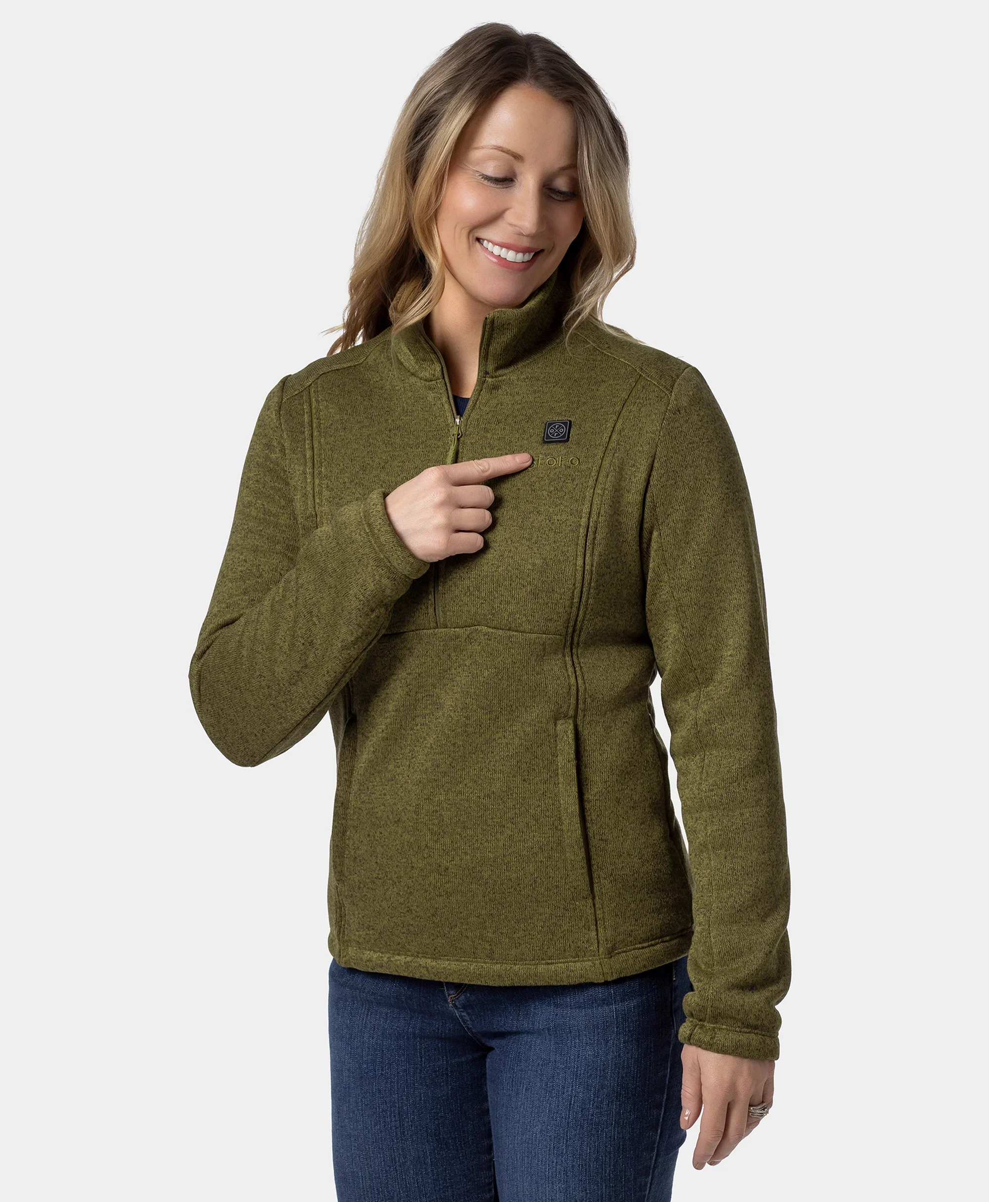 Augusta Women's 4-Zone Heated Sweater Fleece Qtr Zip Jacket - Image 15