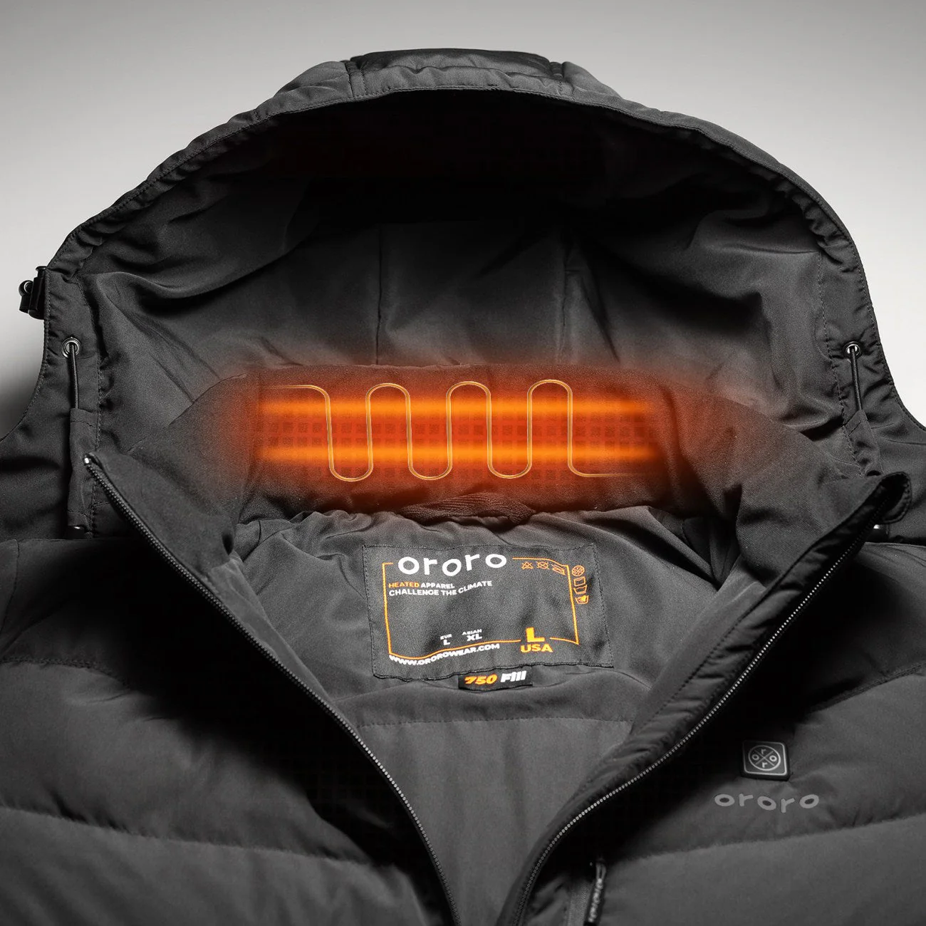 Men's Heated Down Jacket - Black (Apparel Only) - Image 8