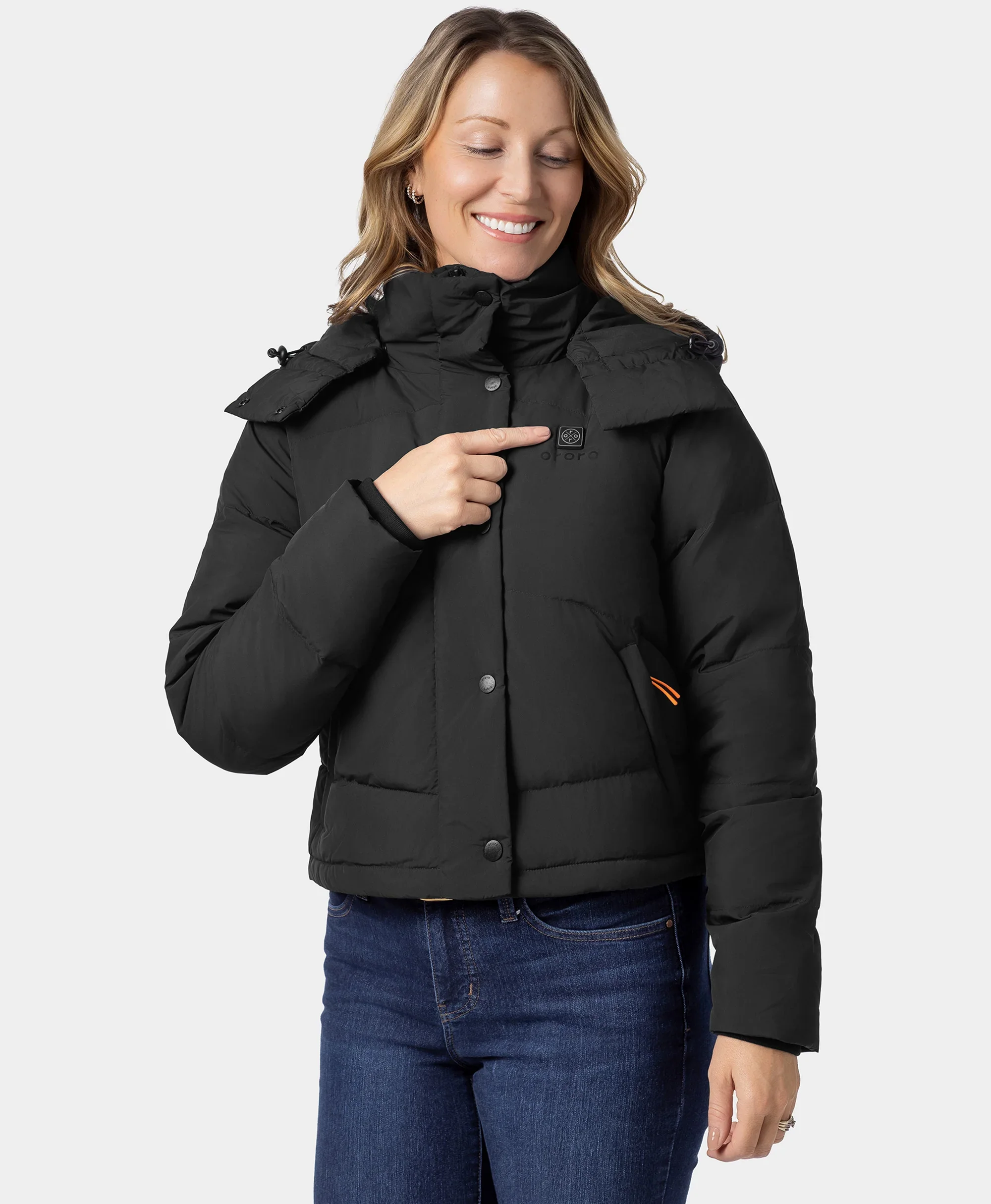Cloudpop Women's 4-Zone Heated Puffer Down Hooded Jacket - Image 4