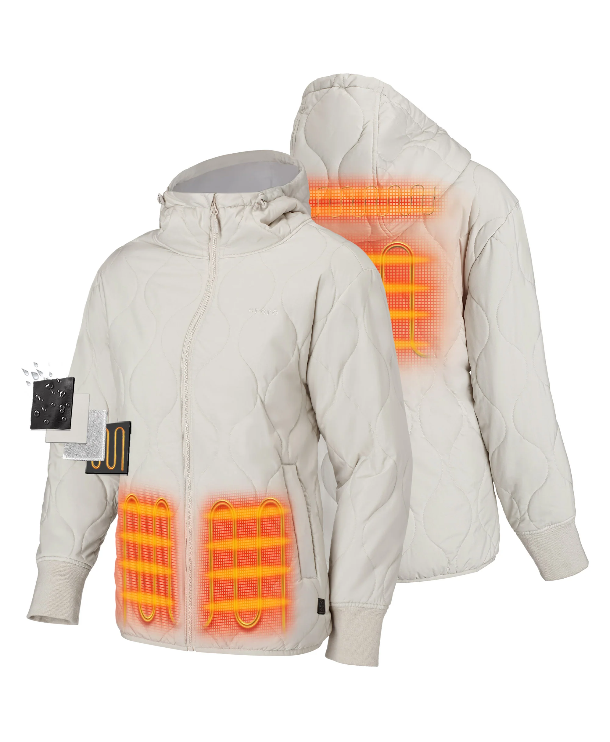 (Open-box) Stargazer Women's Heated Quilted Hoodie Jacket(Battery Set Not Included)