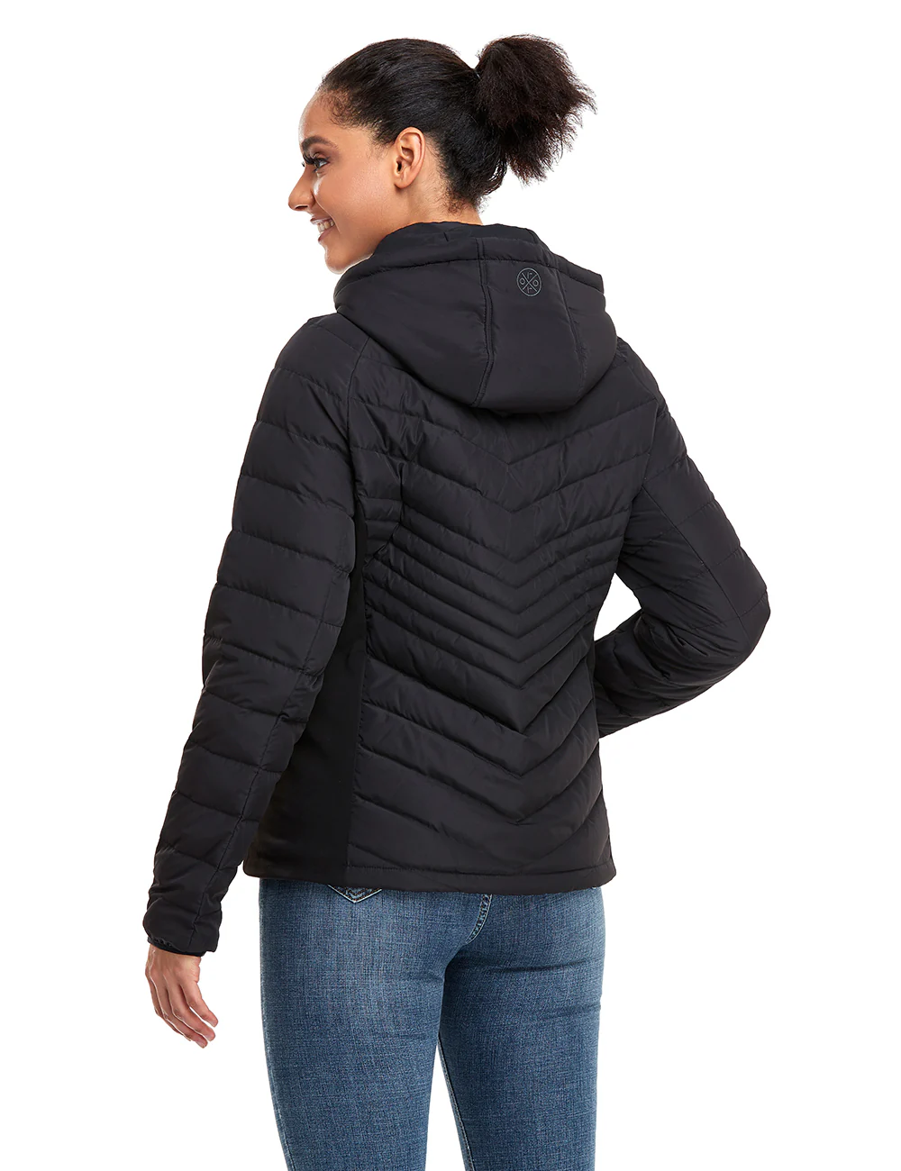 (Open-box) Women's Heated Down Jacket - Black/White (Battery Set Not Included) - Image 14