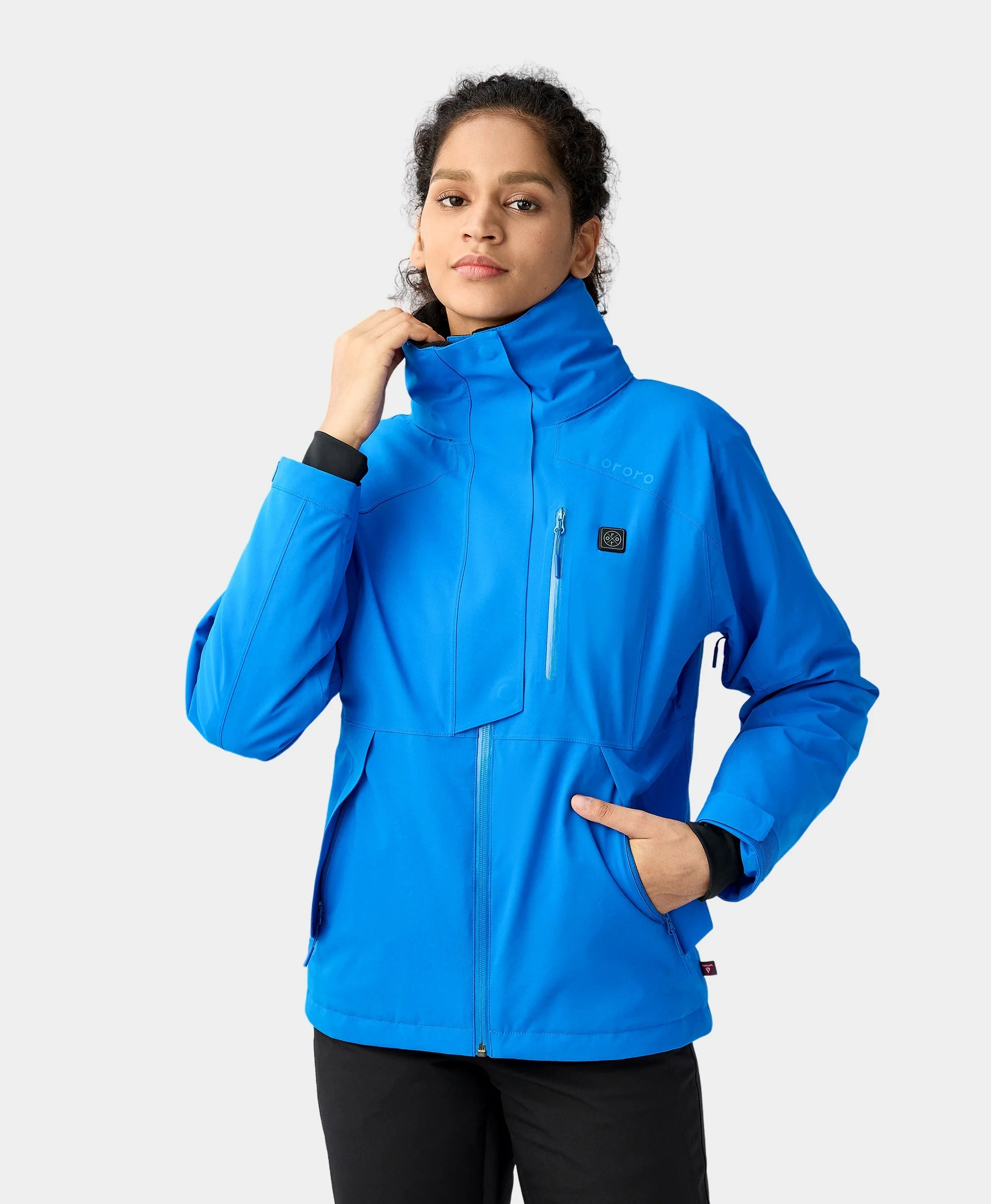 (Open-box) Women's Waterproof Heated Ski Jacket - Black/Blue (Battery Set Not Included) - Image 13