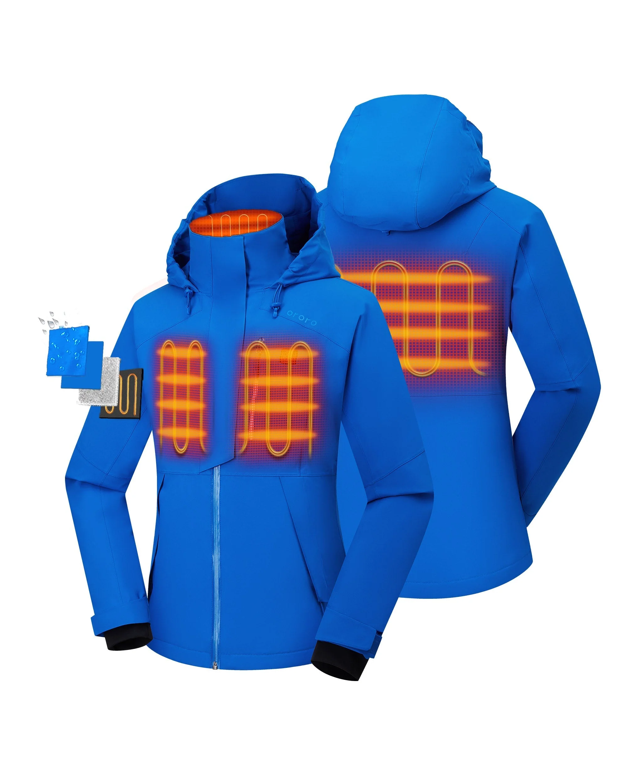(Open-box) Women's Waterproof Heated Ski Jacket - Black/Blue (Battery Set Not Included) - Image 14