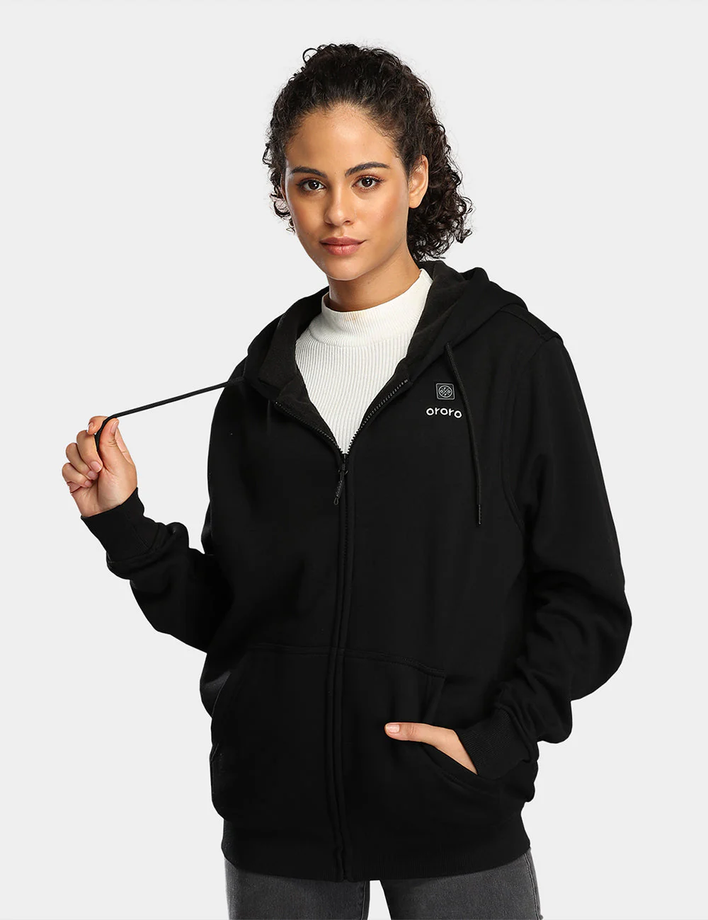 Unisex Heated Fleece Hoodie - Flecking Gray/Black (Apparel Only) - Image 10