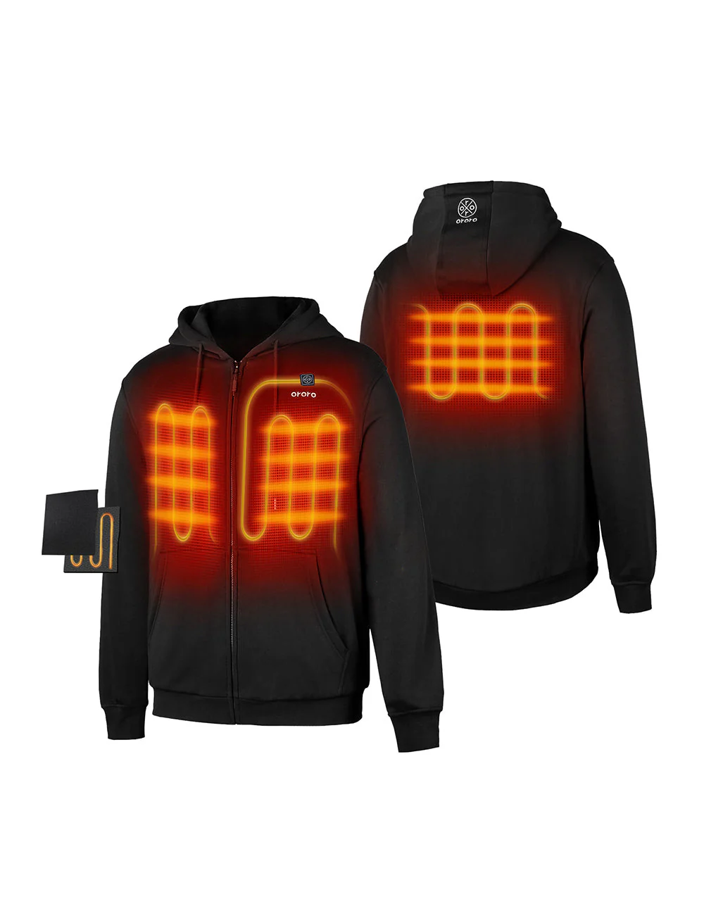 Unisex Heated Fleece Hoodie - Flecking Gray/Black (Apparel Only) - Image 11