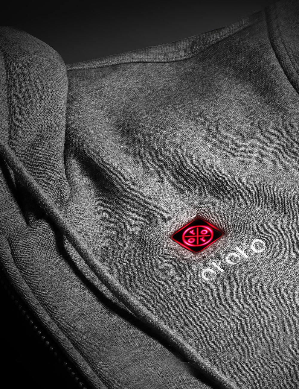 Unisex Heated Fleece Hoodie - Flecking Gray/Black (Apparel Only) - Image 8