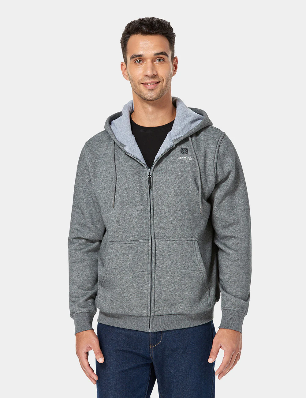 Unisex Heated Fleece Hoodie - Flecking Gray/Black (Apparel Only) - Image 10