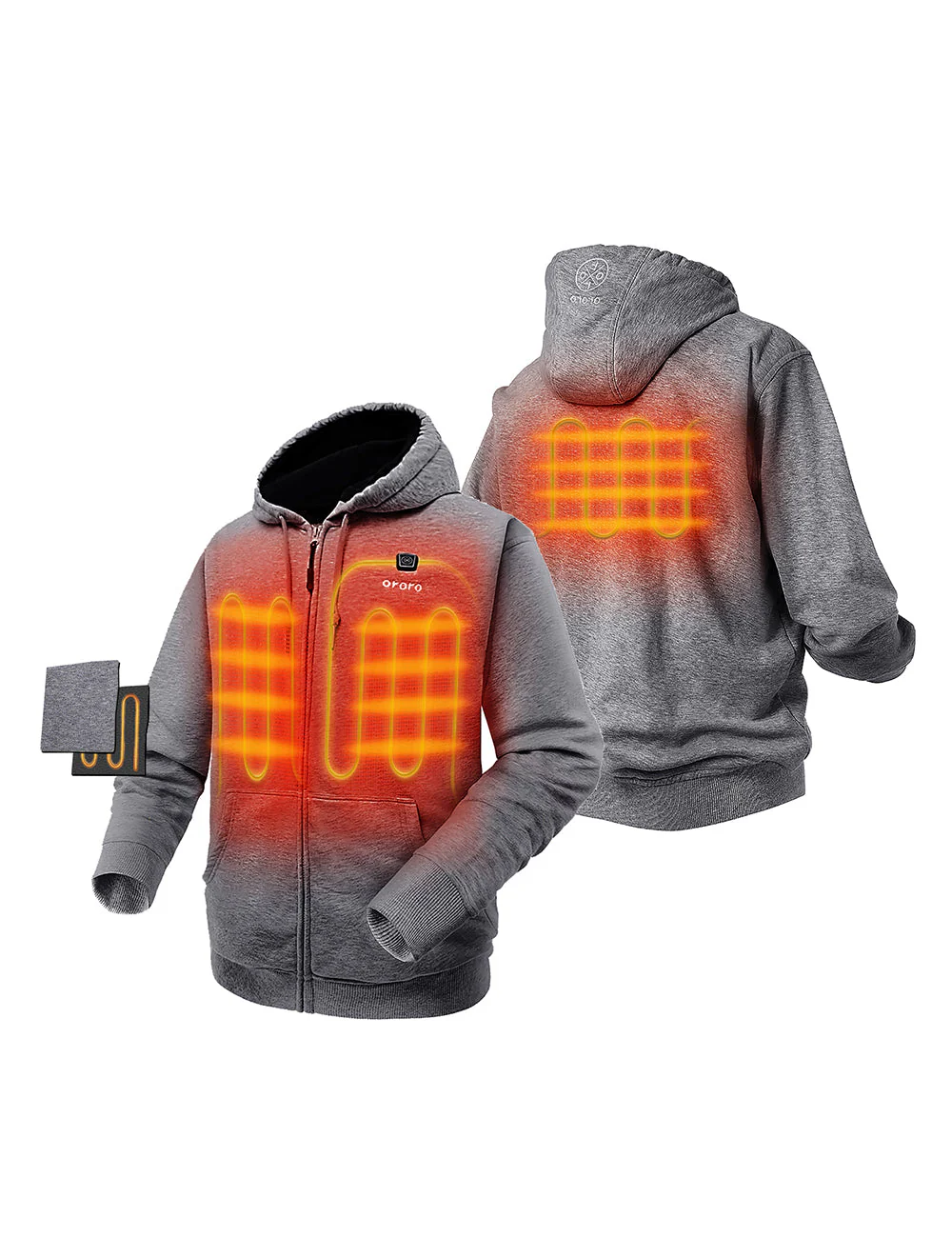 Unisex Heated Fleece Hoodie - Flecking Gray/Black (Apparel Only) - Image 11
