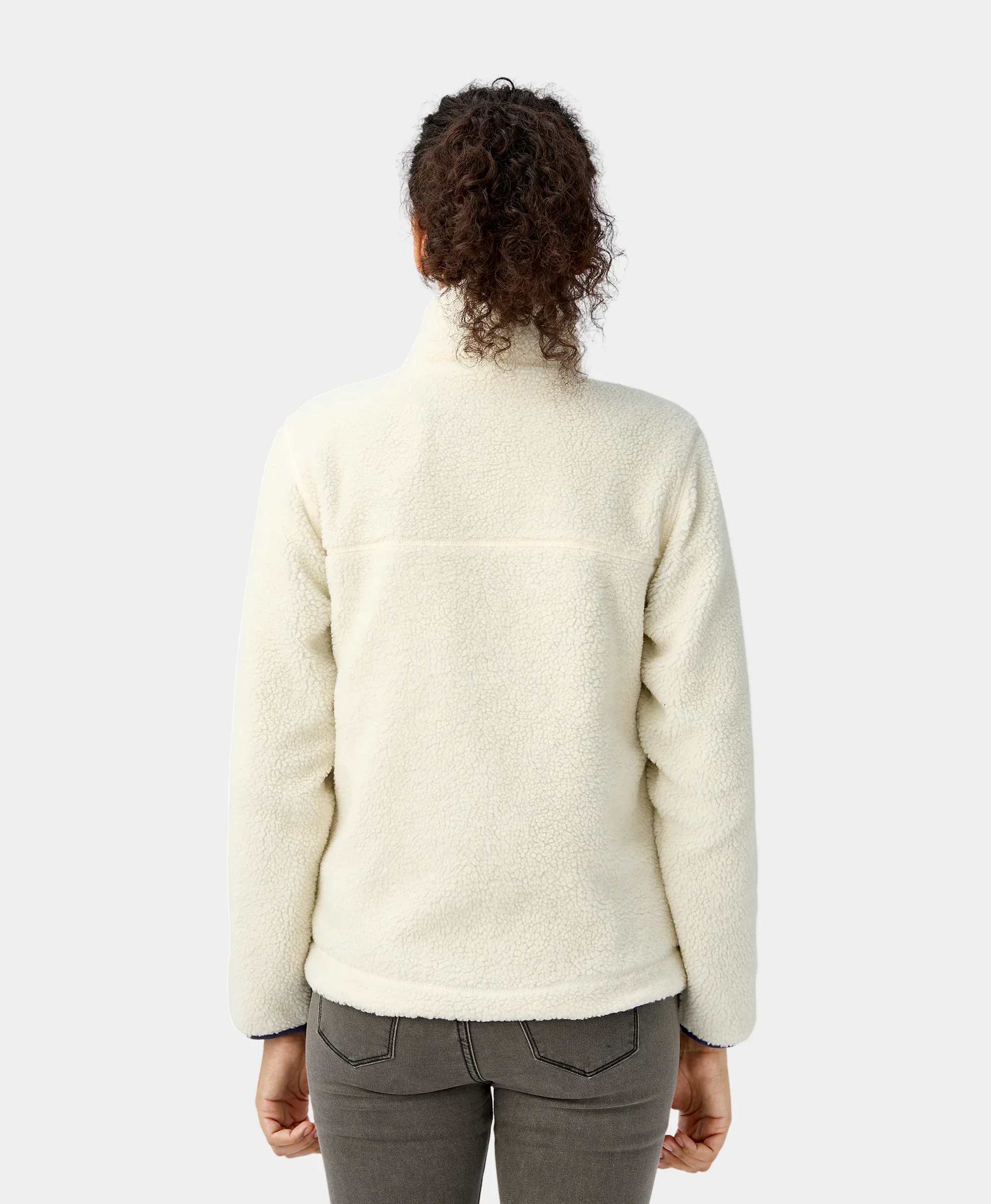 Women's Colorblock Recycled Fleece Heated Jacket - White (Final Sale) - Image 4